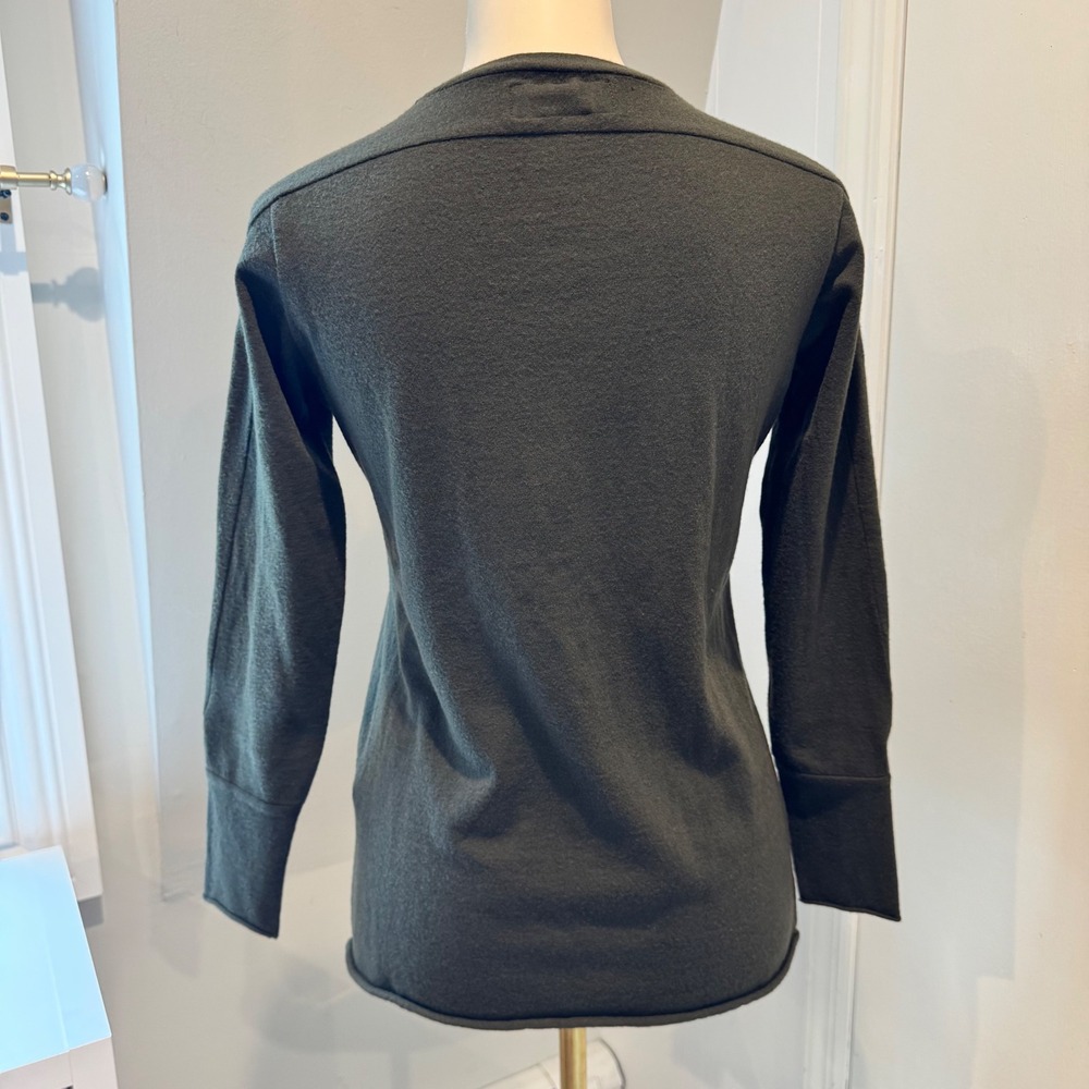 LABO.ART Olive Italian Wool Crew Neck Sweater | Size 2 (Small) - Picture 2 of 10